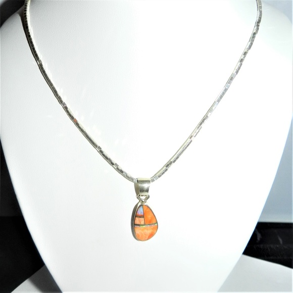 Sterling Silver Necklace with Spiny Oyster Pendant